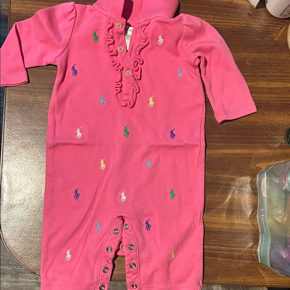 Ralph Lauren Pink One Piece with Colorful Embroidery